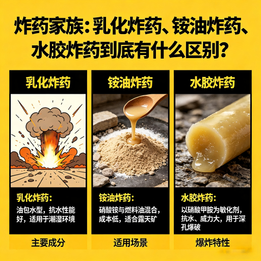 乌烈镇炸药家族：乳化炸药、铵油炸药、水胶炸药到底有什么区别？
